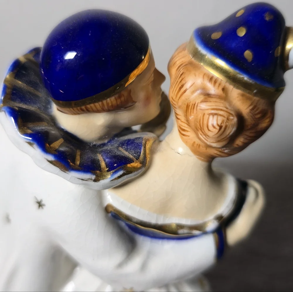 Antique 1920s Art Deco Pierrot &Pierrette Porcelain Figure- Japan